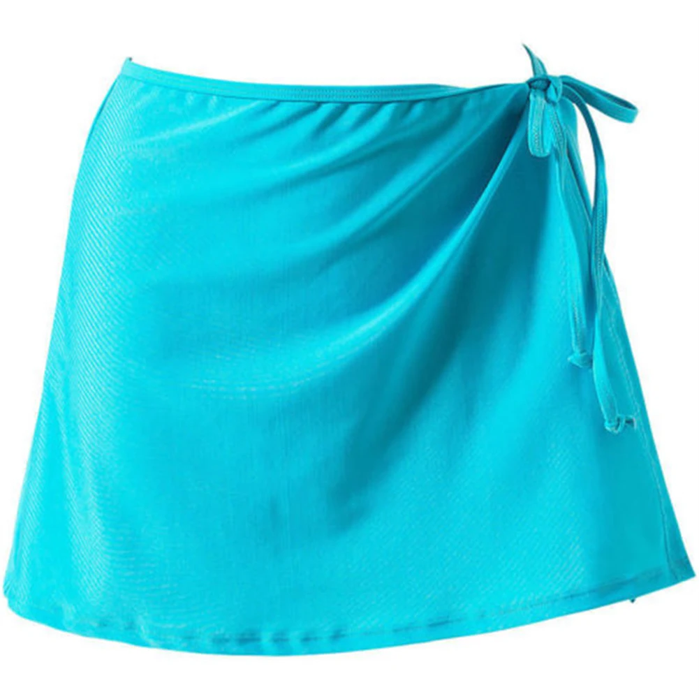 Модная Свободная Женская юбка, летнее праздничное пляжное платье саронг для плавания, однотонное короткое бикини, повседневный купальник