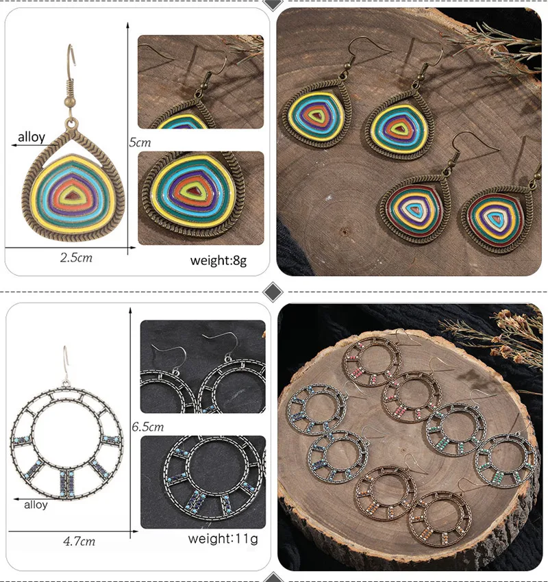 Vintage Bronze Geometric Women's Earrings Jewelry 2019 Long Metal Tass (2)