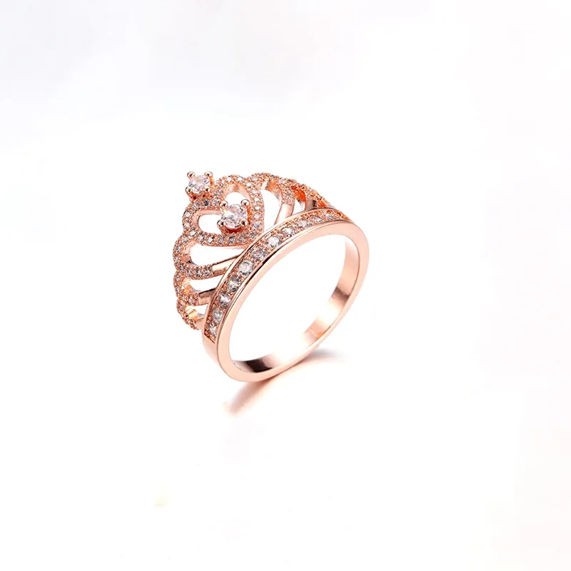 Кольцо ishowle Crown из розового золота с кубическим цирконием для девочек, свадебное винтажное элегантное кольцо с выемкой, Золотое 585 роскошное ювелирное изделие jzb03