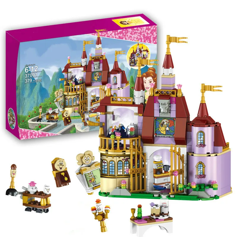 37001 Beauty and The Beast Princess Belle s Enchanted Castle Building font b Blocks b font