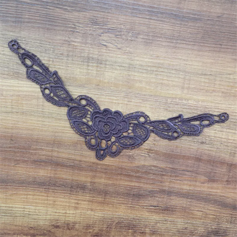 

4Pc Brown 26X6.5cm Polyester Small Neckline Venise Lace Sewing Costume Applique Craft YL0134-1
