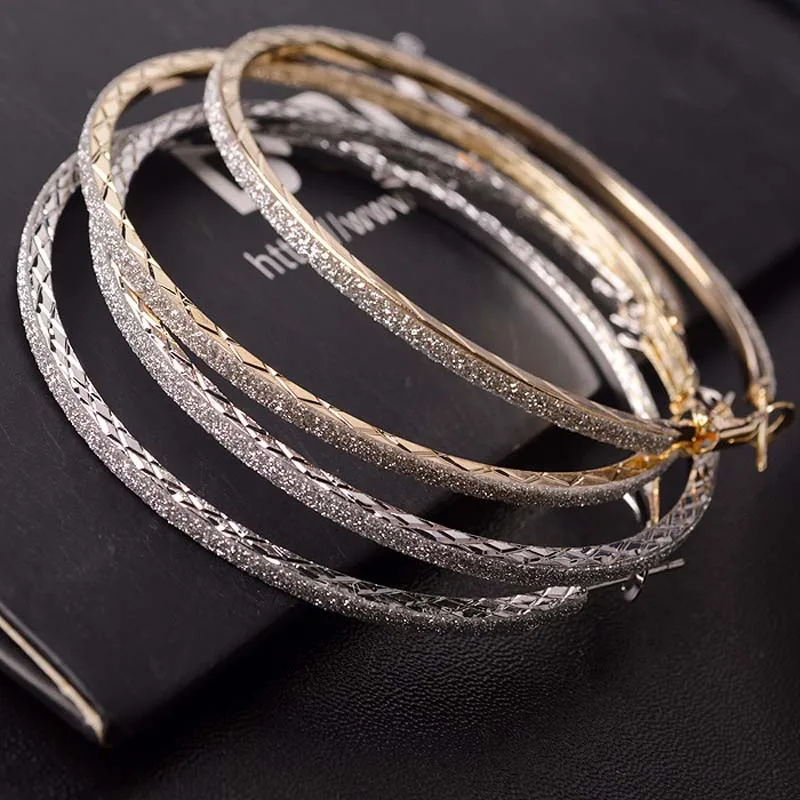 

TREAZY New Arrival Unique Fashion Punk Style Generous Gold Silver Color Big Circle Hoop Earrings For Women Bride Party Jewelry