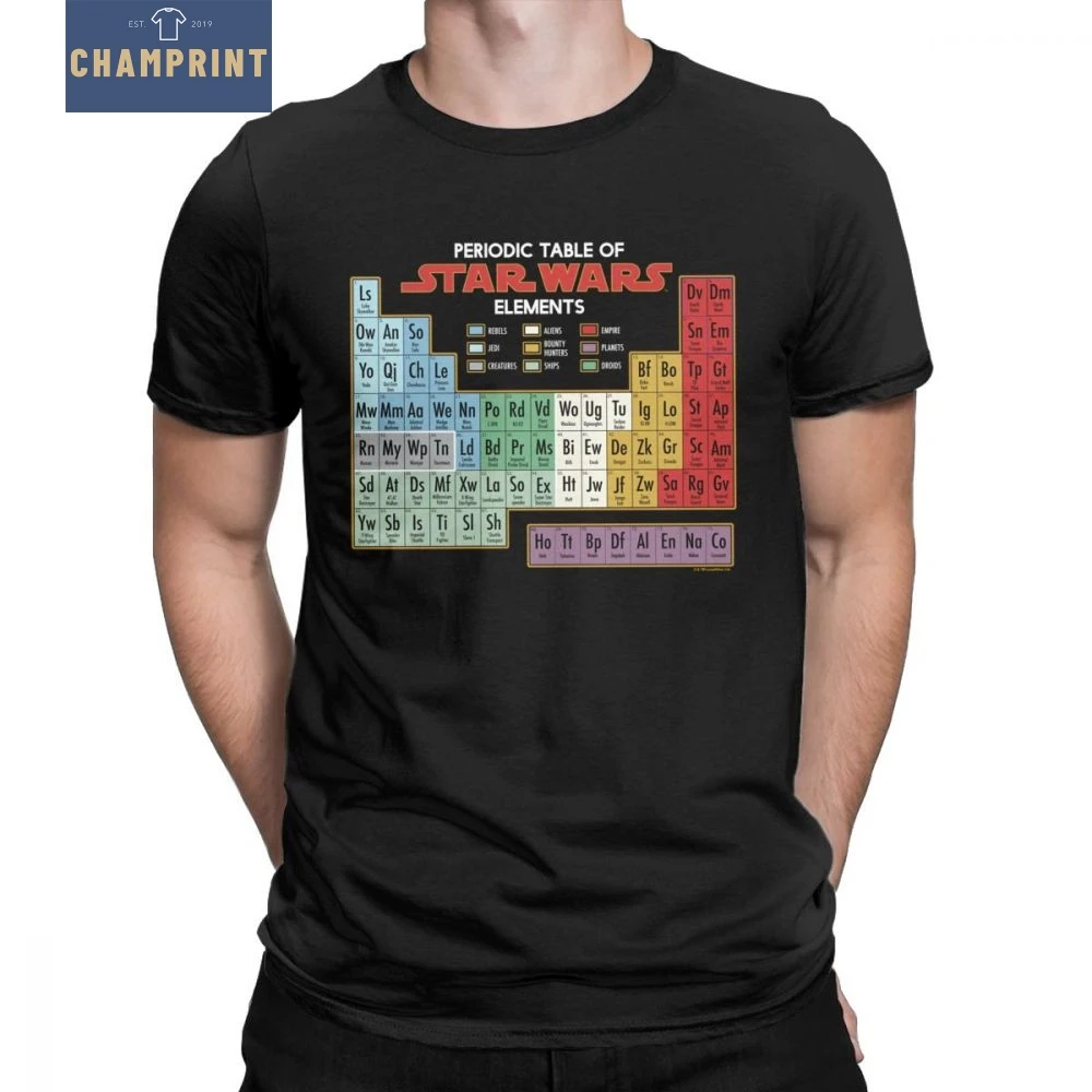 

Men Star Wars Elements Graphic T-Shirt Chemistry Periodic Table Cool Crewneck Short Sleeve Tops 100% Cotton Tees T Shirt 4X 5X