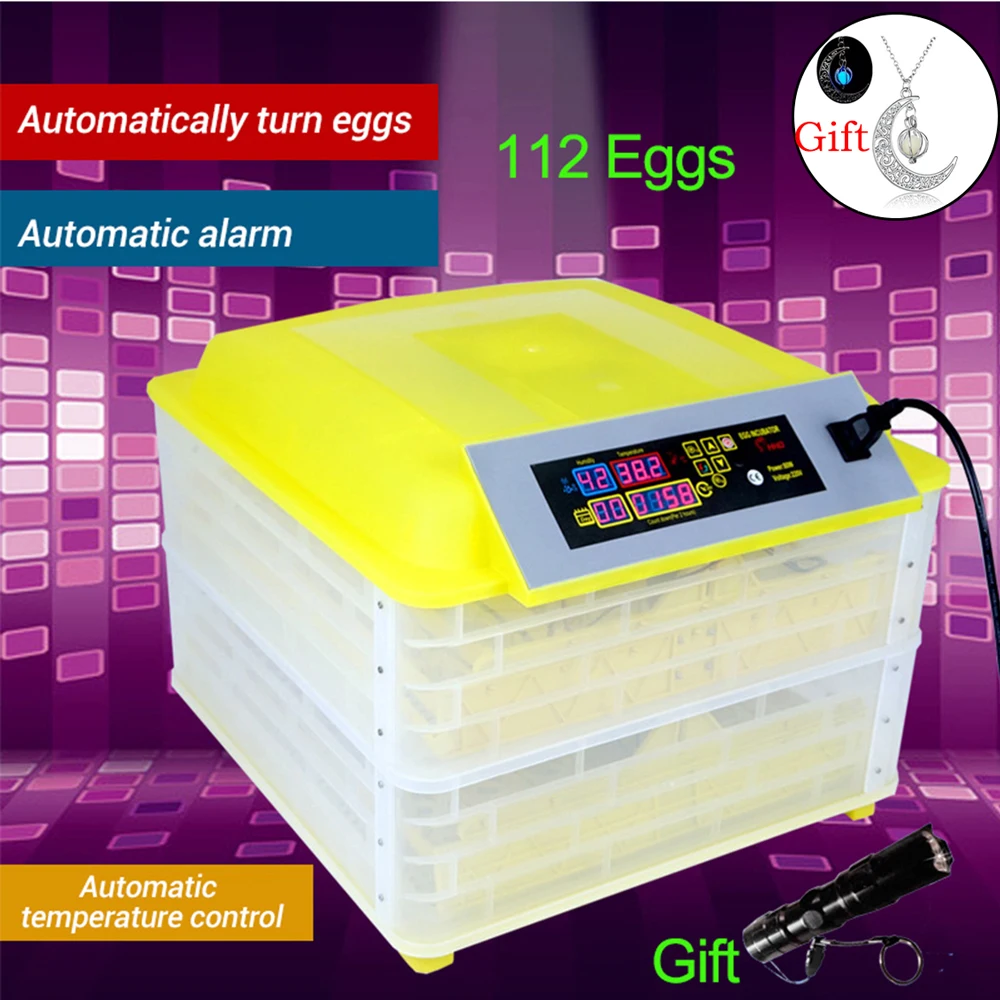 112 Digital Egg Incubator Machine Automatic Hatchery Clear Egg Turning Temperature Control Farm Chicken Egg Incubator Controller
