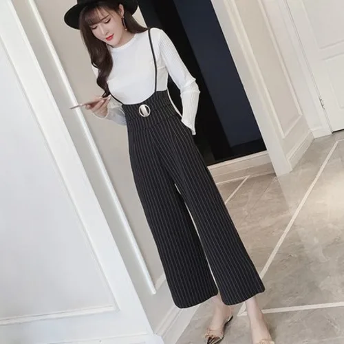 women's high waist suspender pants