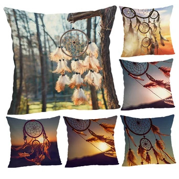 

Dreamcatcher Cushion Covers Home decoration 45x45 Decorative Beige Linen Pillow Case