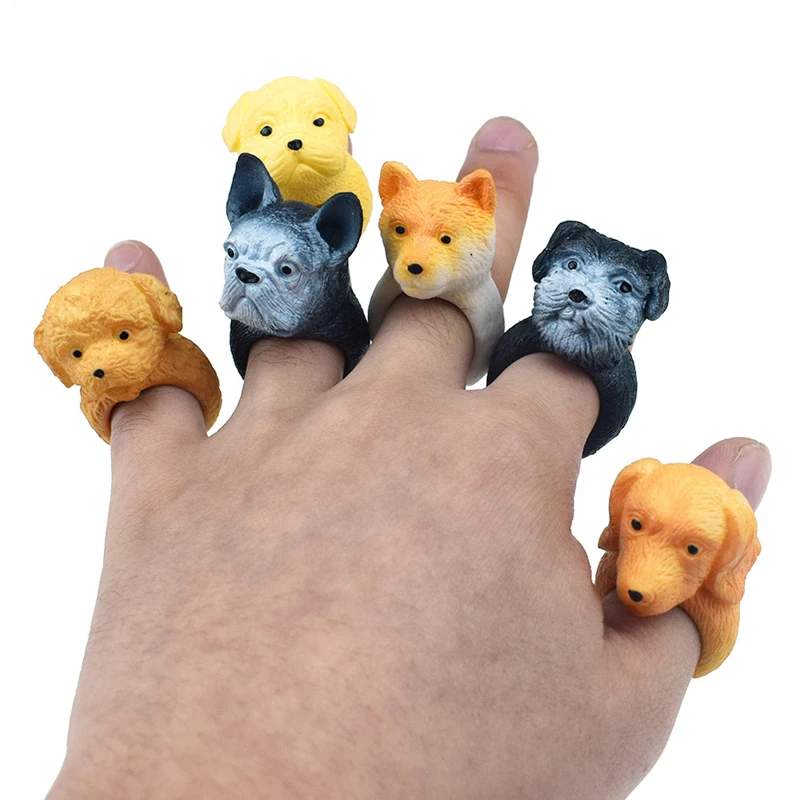 Kawaii 3D кольца для собак с животными милые кольца игрушки для собак Детские Кольца Ювелирные Кольца Игрушки для девочек Игрушки для красоты кукла на палец игрушки