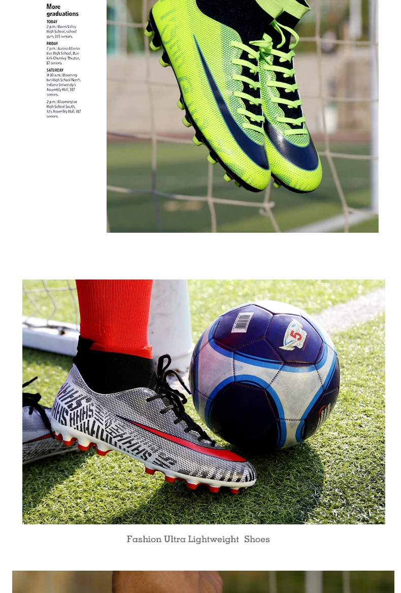 ZHENZU Профессиональный для мужчин мальчиков высокие лодыжки футбольные бутсы уличные футбольные бутсы детские спортивные кроссовки chaussure de foot