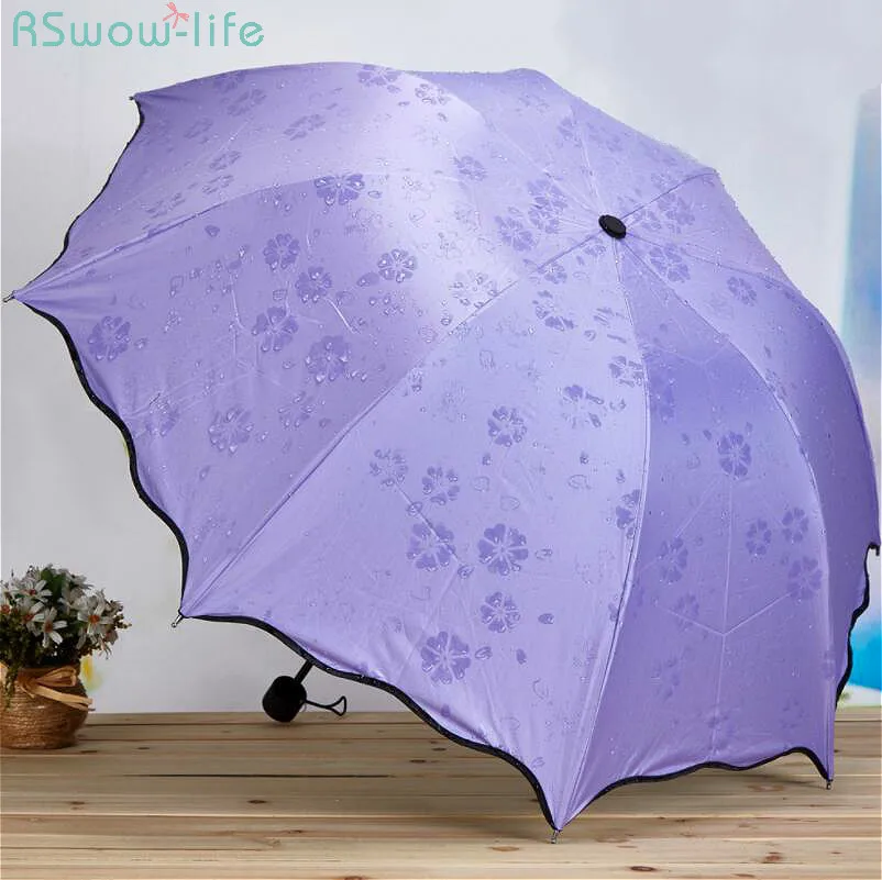 

Blossom In Water Sunny And Rainy Umbrella Anti-Ultraviolet Sunshade Triple Three-Folding Umbrella Adults Non-Automatic Umbrella
