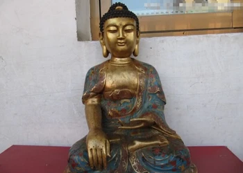 

song voge gem S0745 18"Tibet bronze Gild Handwork cloisonne Tathagata Amitabha Buddha Statue