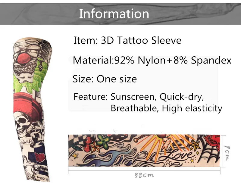 Спортивная ручная манжета Защита от солнца нейлоновый с имитацией татуировки рукав открытый баскетбол бег Рыбалка компрессия Мужчины Женщины тату-рукава