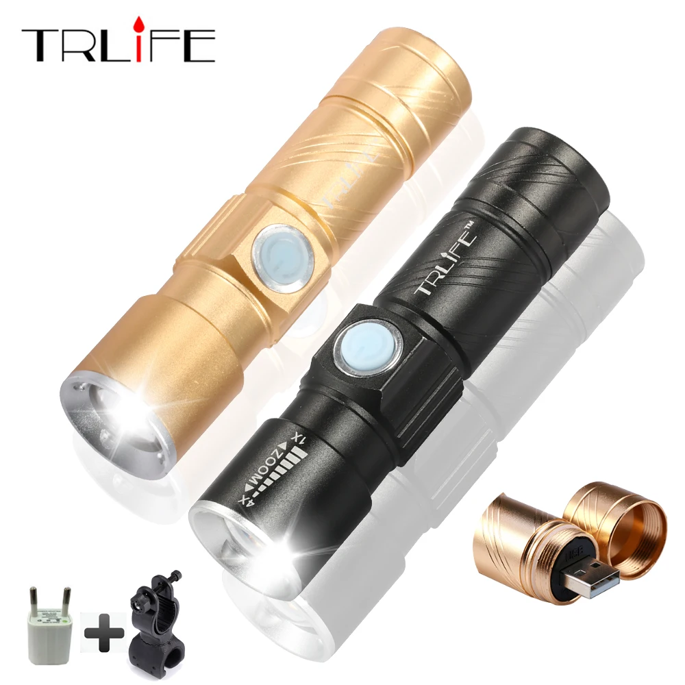 

3000LM Q5 LED waterproof Super Bright Tactical Rechargeable USB Flashlight Torch Zoom Adjustable free shipping