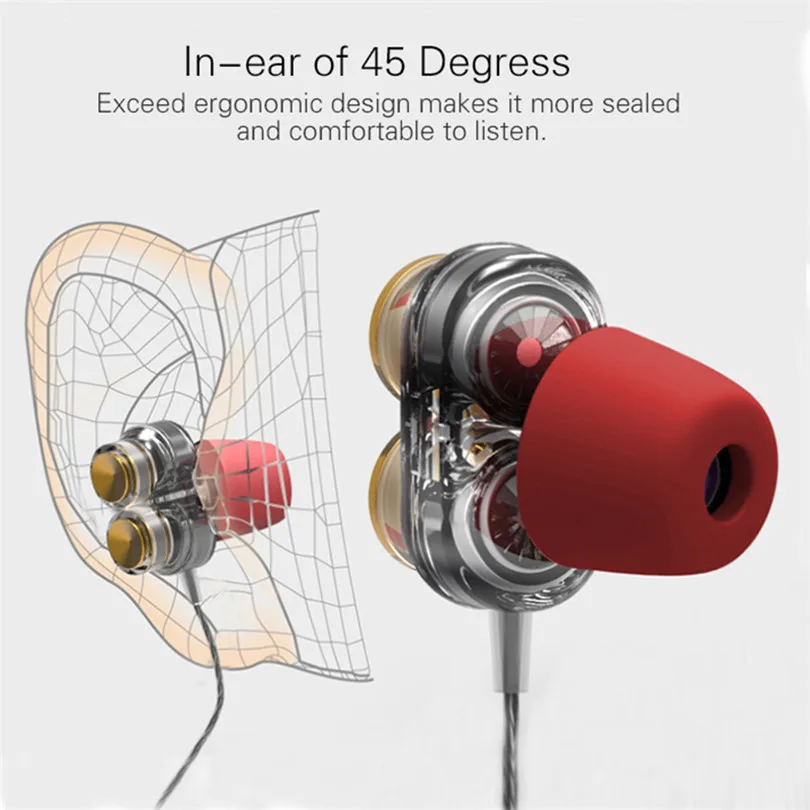 Bass  Earphone with Microphone Headset Memory Foam Earbuds noise Sound quality Ear Hook05