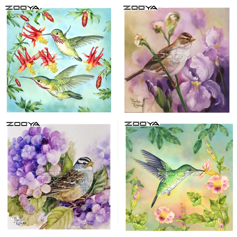 ZOOYA 5D DIY Diamond Embroidery Animal Hummingbird &ampFlower Series Painting Cross Stitch Round Mosaic Decoration CJ1085 | Дом и сад