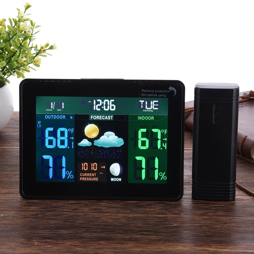 LCD Digital Wireless Weather Station Clock Alarm Electronic Indoor Outdoor Thermometer Hygrometer Calendar Moon Phase Display LCD Digital Wireless Weather Station Clock Alarm Electronic Indoor Outdoor Thermometer Hygrometer Calendar Moon Phase Display