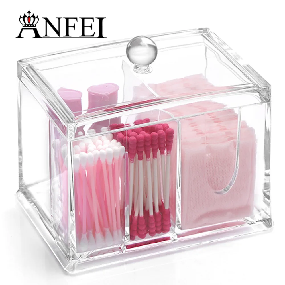 

Acrylic Boxes With Cover Cotton Swab Q-tip Storage Holder Cosmetic Makeup Case Jewelry Makeup Storage Box Lipstick Holder C56