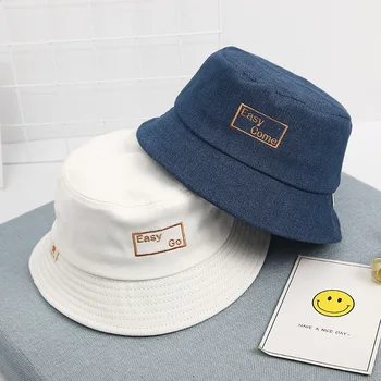 

Baby wide along cowboy fisherman hat cute boy and girl letters embroidery pot cap spring and summer outdoor leisure bucket hat