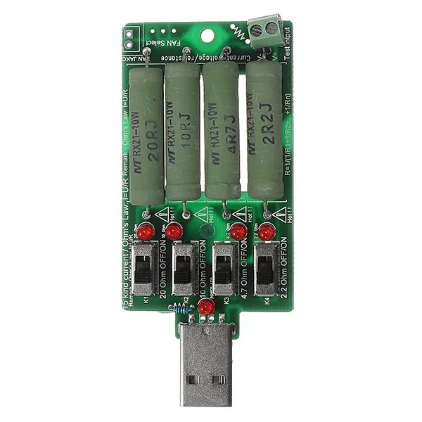 10 Вт 4 переключателя USB старение разряд погрузчик 15 видов тестовый ток нагрузки мощность резистор для банка питания мобильного телефона зарядное устройство USB мощность