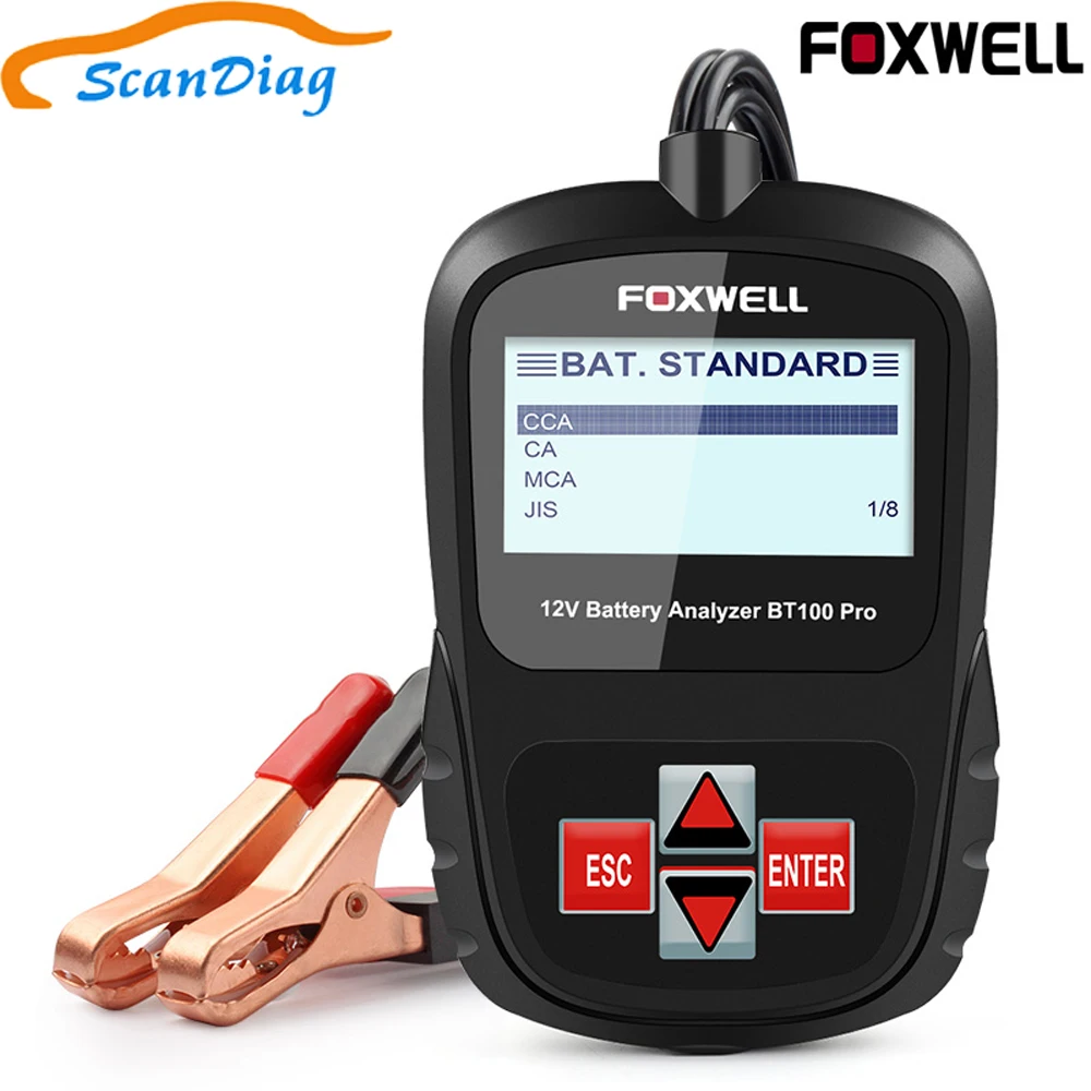 FOXWELL BT100 PRO 12V тест на батарею автомобиля er для затопленных AGM гель 100 до 1100CCA 200AH тест на здоровье батареи/неисправности анализатор диагностики