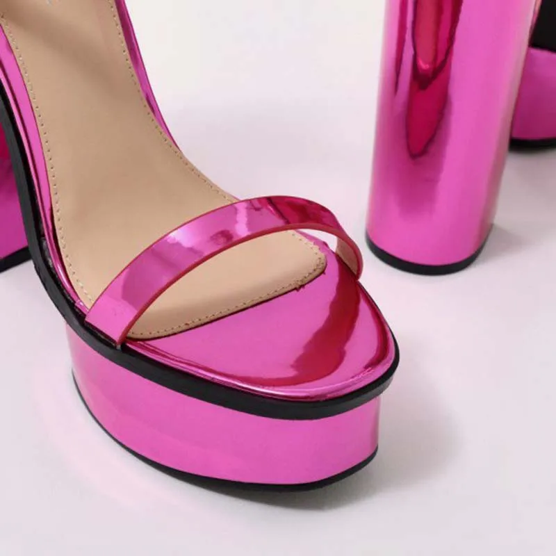 Chunky Élégant Sandales Talon Fsj Cuir Traverser Miroir forme Fsj01 En Noble Attrayant Généreux Incomparable Mode Plate Rose De xq0wFax