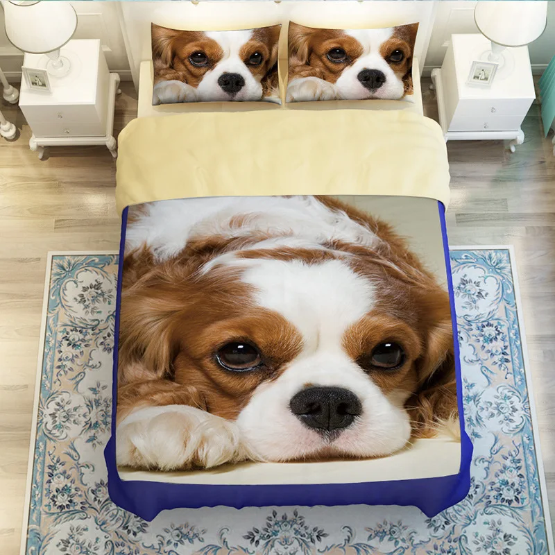 

3D Cute Animal Pet Dog Printed Comforter Cover Duvet Cover Pillowcase 3PCS Bedding Set for Children Room Decoration