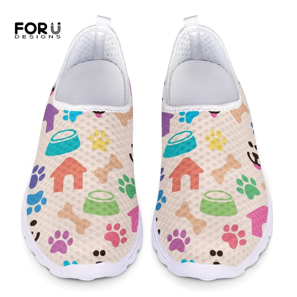 

FORUDESIGNS Colorful Pet Paw Pattern Women's Shoes Flats Casual Sneakers Super Light Summer Fashion Mesh Ladies Loafers Shoes