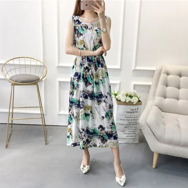 Для женщин летнее платье Boho Стиль 2019 Цветочный принт шифоновое пляжное Туника