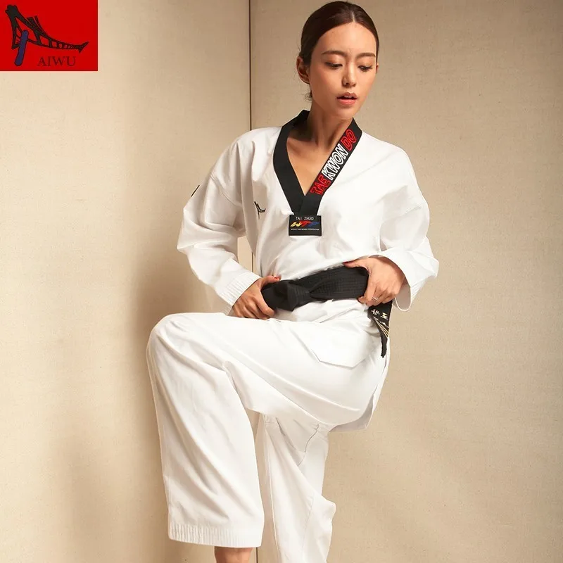 Боевые искусства TKD Tae Kwon Do Корея с V образным вырезом для взрослых и детей