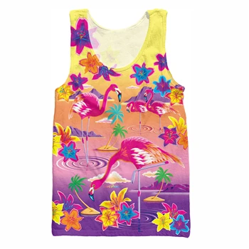 YX GIRL 2018 summer new style Cool vest Fashion Mens 3d Vest Cute animal Lisa Frank Print Unisex Casual Tank tops color as the picture