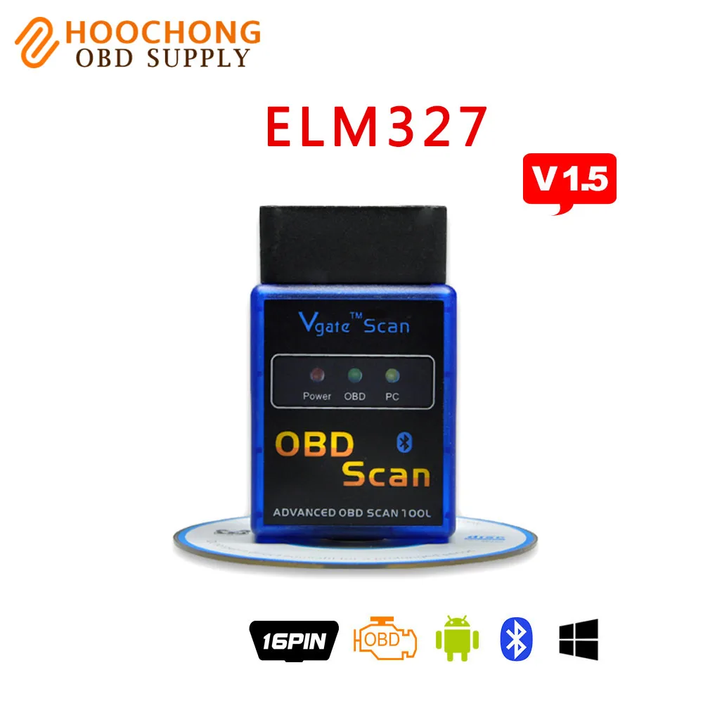Новинка 2017 Мини Vgate ELM 327 V1.5 Версия Bluetooth Scan OBD2 / OBDII ELM327 V 1 5 сканер кода BT 16pin android