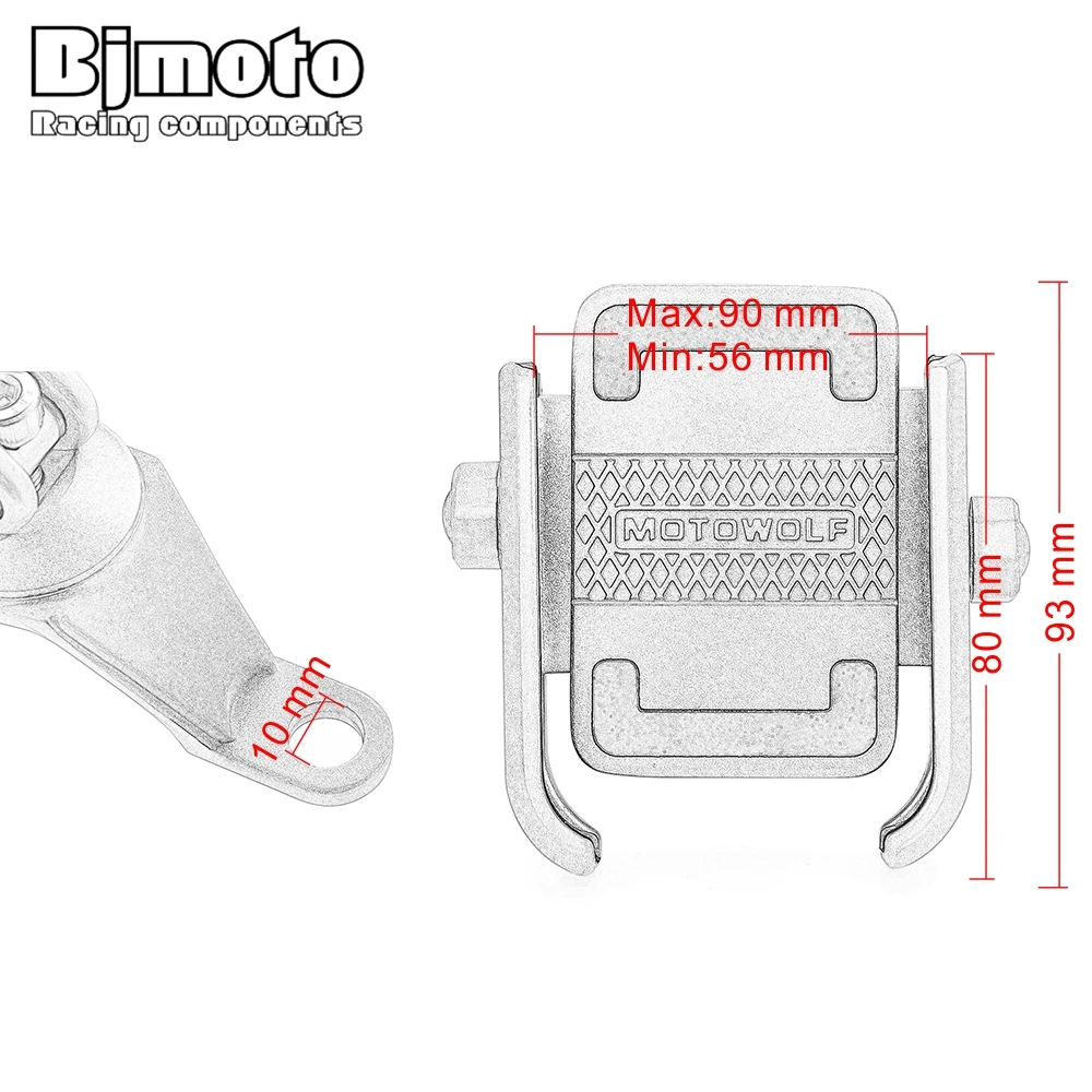 Bjmoto 4 дюйма-6,6 дюйма держатель для сотового телефона Мотоцикл 19-33 мм Руль заднего вида Зеркало Крепление Держатель для навигатора USB зарядное устройство