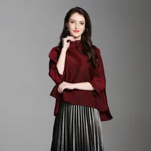 Морщины водолазка новая женская одежда больших размеров короткие спереди сзади длинные футболки Осень и Зима Джемпер MIYAKE рубашки