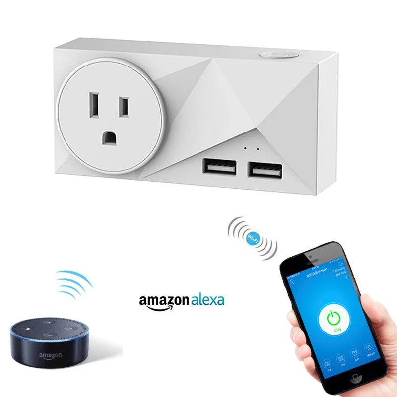 

EU/US/UK plug WIFI Smart Plug With Dual USB Ports Timing Socket Wireless Outlet Voice Control with Alexa Google home smart home