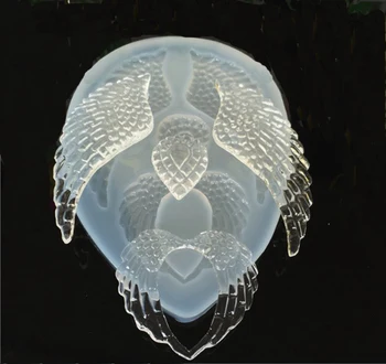 

2017 New 1pcs heart and love heart wings Liquid silicone mold DIY resin jewelry lanugo mold resin molds for jewelry making