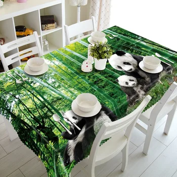 

Senisaihon Tablecloth polyester Coffee Table Cloth Round Rectangular Waterproof Table Cover Home Decorative Panda Pillowcase