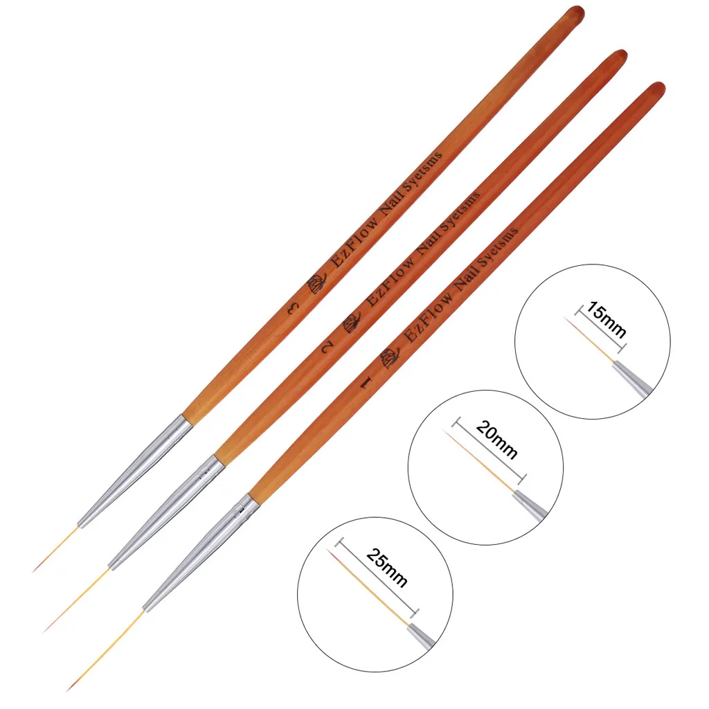 

3pcs Nail Art Brushes for manicure UV Gel Polish Design Dotting Painting Detailing Pen Brushes Tool pinceaux peinture