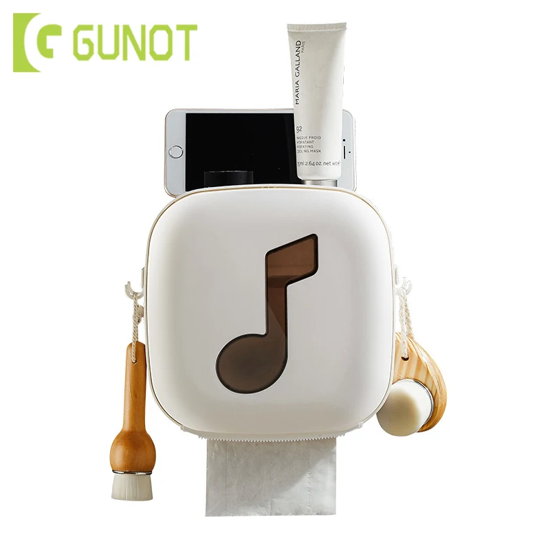 

GUNOT Waterproof Toilet Paper Holders Creative Tissue Box Wall Mounted Double Layer Storage Box Multifunction Bathroom Shelf