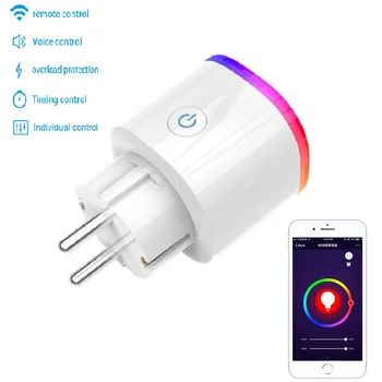 

Smart Wifi Socket Smart Plug Electricity statistics RGB LED Light Wireless Smart socket Voice Remote Control Timing EU Outlet