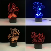 Мультяшная игра Соник Хвосты костяшки 3D светильник ing светодиодный USB Настроение Ночной светильник детская игрушка многоцветный светильник Рождественский подарок для детей