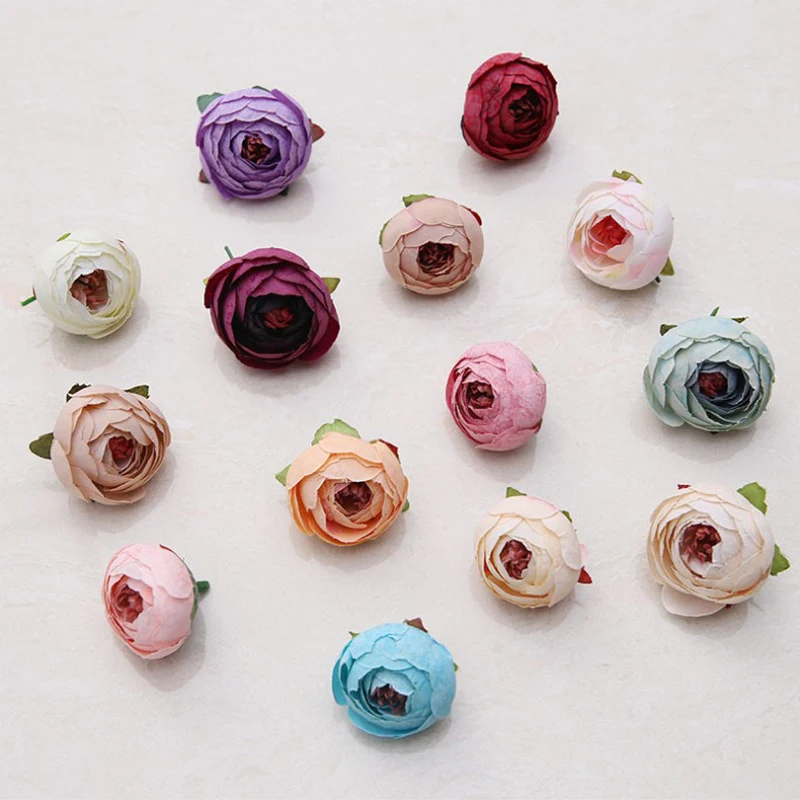 

5pcs melsnajsd Spring Silk Mini Small Tea Bud Artificial Flower For Wedding Home Decoration Camellia Flowers Plants