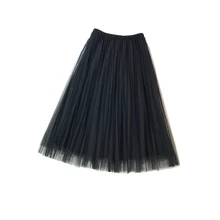 Летний милый с высокой талией женские плиссированные юбки сетчатая плотная мини-юбка элегантная тонкая черная повседневная юбка Феи в Корейском стиле