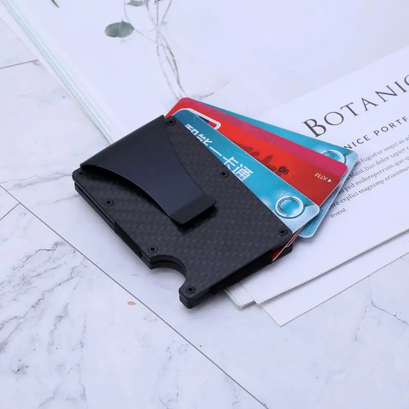 Держатель для карт деньги наличные RFID клип для мужчин кошелек Портативный Anti-theft углеродного волокна Тонкий Бизнес Путешествия