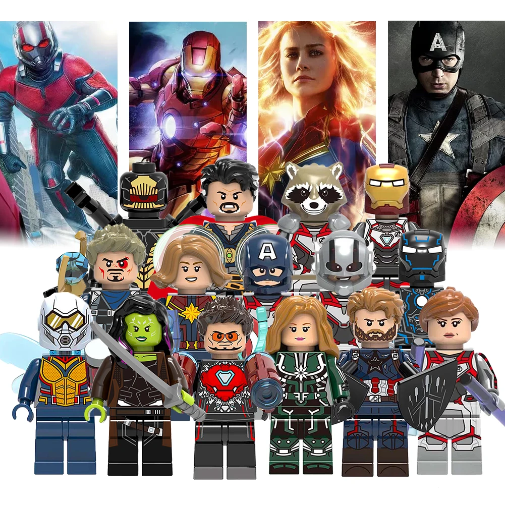 

Playmobil The Avengers Endgame Mini Building Blocks Hulk Wasps Iron Man Hulk Thor Captain America Panther Gift Toys for Children