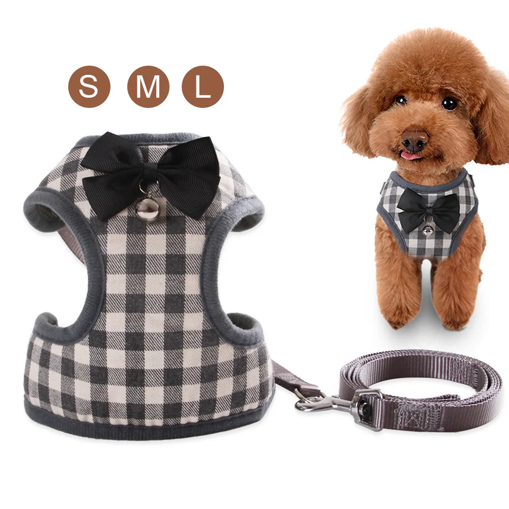 Dog Leash Pet Vest Harness Set with Leash Adjustable Chest Strap for Small Dog Cat Puppy Bichon Frise Schnauzer Pomeranian