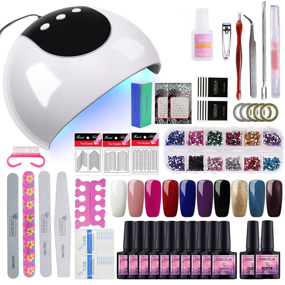 Nail Set 24W UV Lamp Dryer With 10pcs Nail Gel Polish Soak Off Manicure