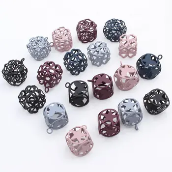 

New Design Colorful Spray painting Hollow 3D Rose Flowers/Hearts Floral/Butterfly/Stars decoration square Shape Pendants Charms