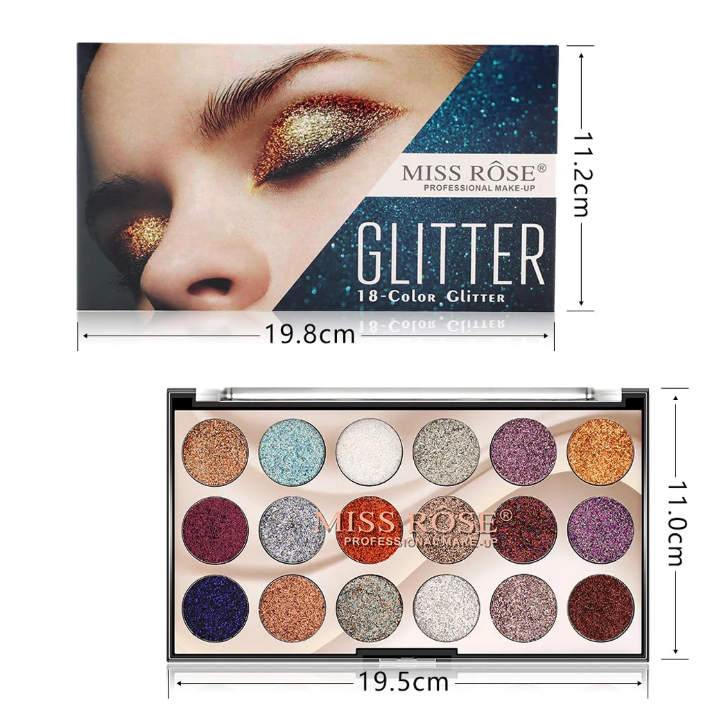 

New 18 Color Sequins Pink Glitter Eye Shadow Shiny Eyeshadow Golden Powder Waterproof Long Lasting shimmer eyeshadow palette