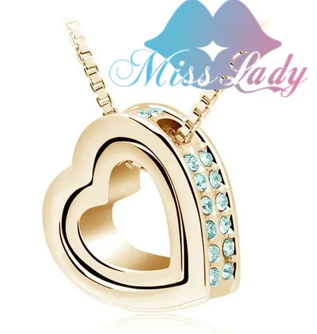 Miss Lady, День Святого Валентина, золотой цвет, австрийский кристалл, дизайн, женское сердце, подвеска, ожерелье, модное ювелирное изделие для женщин, MLY2891 - Окраска металла: Gold Ocean Bule