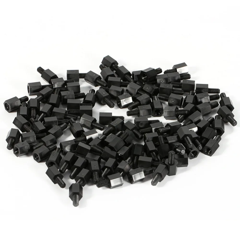 

100pcs/Lot Black Plastic Nylon M3 Hex Column Standoff Spacer Screw Single head hexagonal isolation column