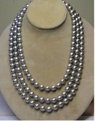 

xiuli 003527 68" 9-10MM SOUTH SEA PERFECT PEACOCK GRAY PEARL NECKLACE 14KGP GOLD CLASP